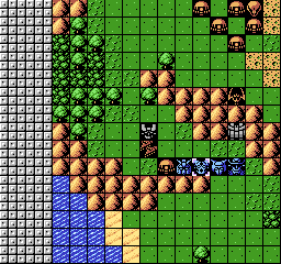 Dai-2-ji Super Robot Taisen (NES) screenshot: Moving further up towards the enemy base.