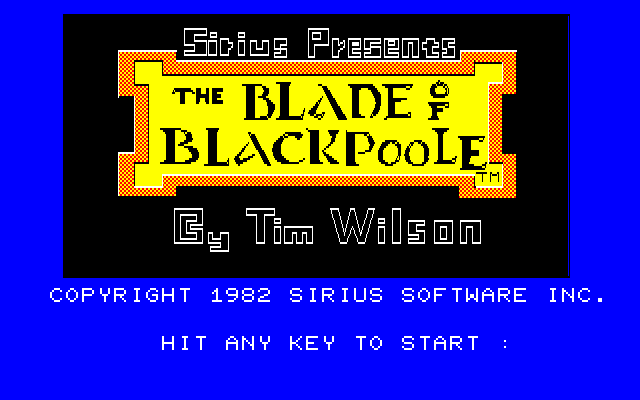 The Blade of Blackpoole (PC-88) screenshot: Title screen