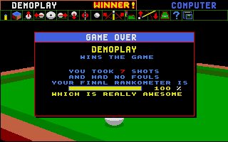 Archer Maclean's Pool (Atari ST) screenshot: Demo - computer completes a round