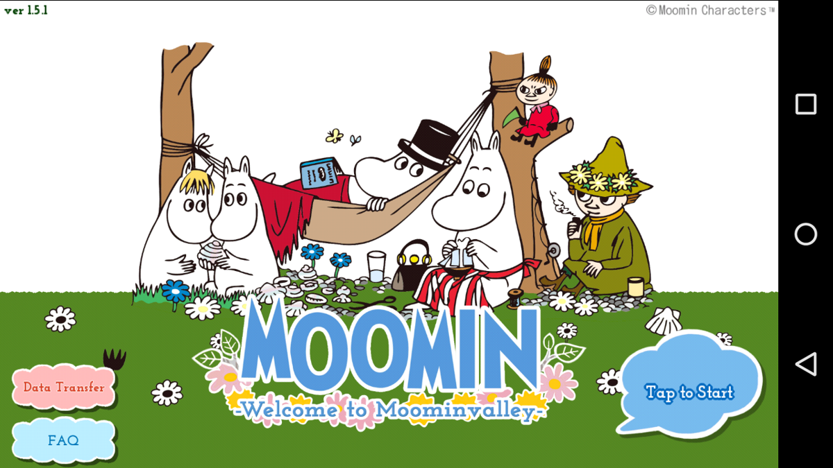 Moomin: Welcome to Moominvalley (Android) screenshot: Title screen