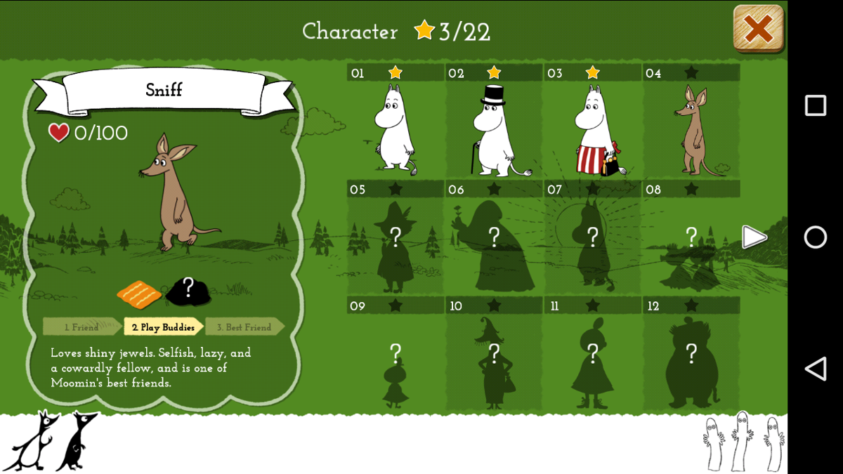 Moomin: Welcome to Moominvalley (Android) screenshot: Expanding our tale's cast.
