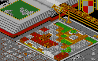 Populous: The Promised Lands (Amiga) screenshot: Block Land - Computer's guys.