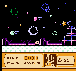 Kirby's Adventure (NES) screenshot: Levels are very colorful