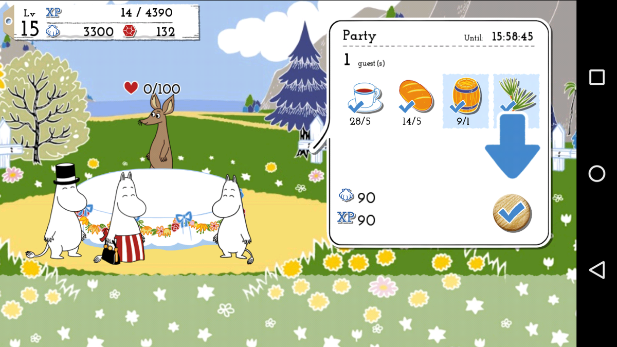 Moomin: Welcome to Moominvalley (Android) screenshot: Three cheers for Sniff!