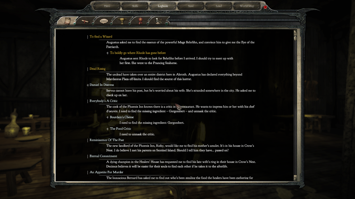 Divinity II: Flames of Vengeance (Windows) screenshot: I hate it when my quest log gets full in a matter of moments.
