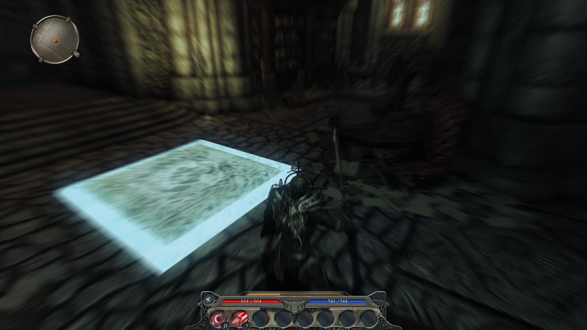 Divinity II: Flames of Vengeance (Windows) screenshot: A special helmet reveals hidden passages and mechanisms.