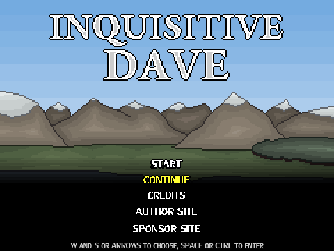 Inquisitive Dave (Browser) screenshot: The main menu.