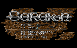 Sarakon (Atari ST) screenshot: Title screen with main menu