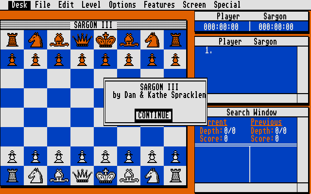 Sargon III (Atari ST) screenshot: Infobox