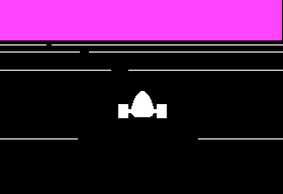 Racer (Apple II) screenshot: Taking a curve