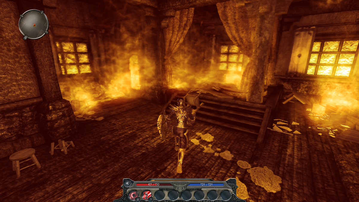 Divinity II: Flames of Vengeance (Windows) screenshot: Walking through fire at this level is easy peasy.