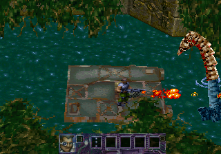 Contra: Legacy of War (SEGA Saturn) screenshot: The river battle