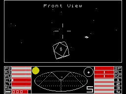 Elite (ZX Spectrum) screenshot: View of a space station
