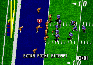 Super High Impact (Genesis) screenshot: Attempting the extra point