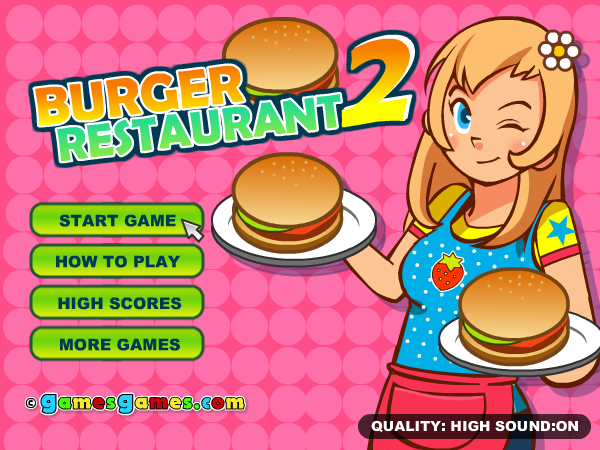 Burger Restaurant 2 (Browser) screenshot: Main menu