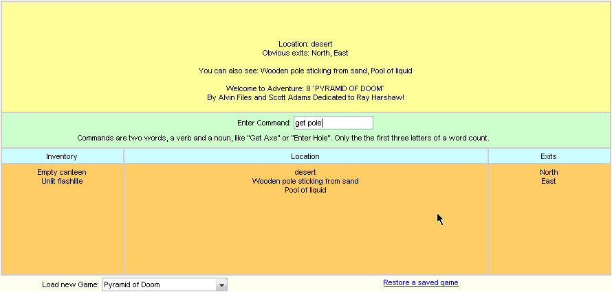 Pyramid of Doom (Browser) screenshot: Starting location