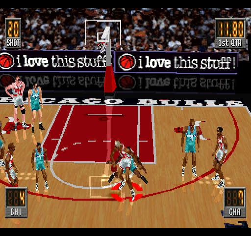 NBA in the Zone 2 (PlayStation) screenshot: Normal camera.