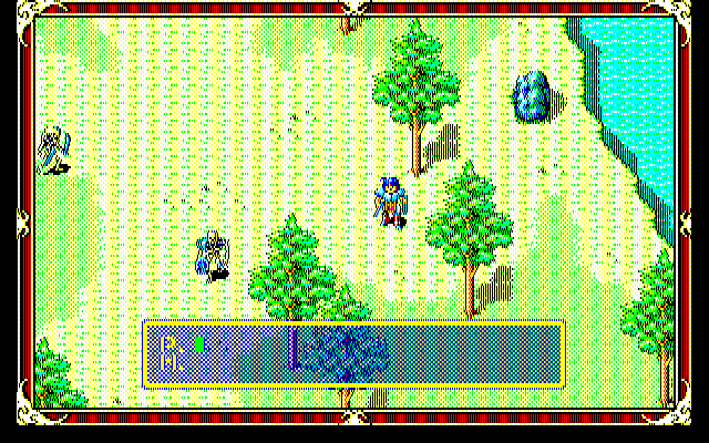 Xak: The Art of Visual Stage (PC-88) screenshot: Fighting skeletons in a forest
