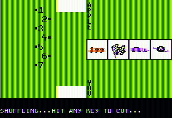 Milestones (Apple II) screenshot: Card being shuffled