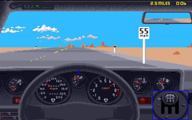 The Supercars: Test Drive II Car Disk (Amiga) screenshot: Lamborghini Countach dashboard