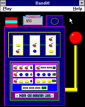One Armed Bandit (Windows 3.x) screenshot: The main game screen.