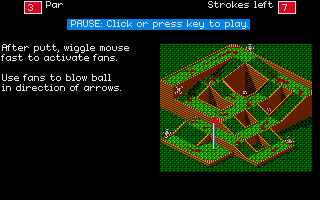 Will Harvey's Zany Golf (Atari ST) screenshot: Fans level layout.