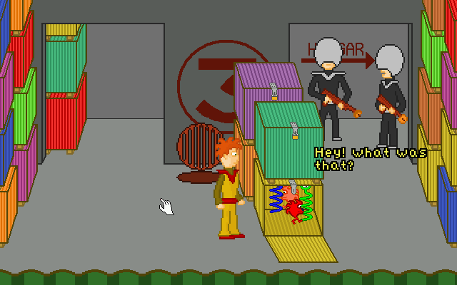 Charlie Foxtrot & The Galaxy of Tomorrow (Windows) screenshot: Find a way to distract the guards.