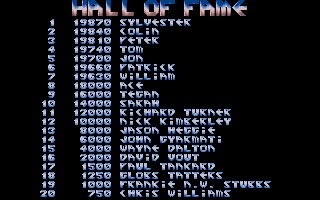 Dalek Attack (Atari ST) screenshot: High scores