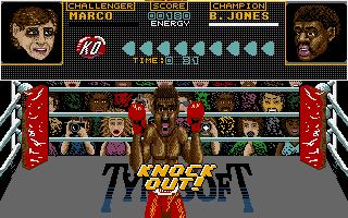 Seconds Out (Amiga) screenshot: Knock Out! I lost.