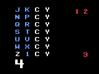 A Labyrinth Game / Supermind (Odyssey 2) screenshot: <i>Supermind</i>: twelve guesses so far, but that's the closest I got to winning.