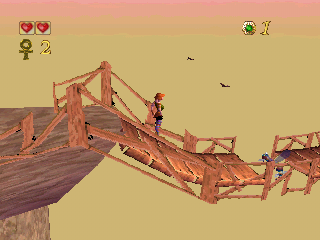 Pandemonium! (PlayStation) screenshot: Crossing a bridge, looking at a dragonfly