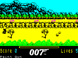 James Bond 007 in The Living Daylights: The Computer Game (ZX Spectrum) screenshot: Level One