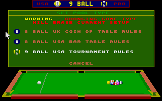 Archer Maclean's Pool (Atari ST) screenshot: Game type