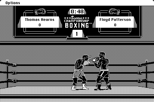 Sierra Championship Boxing (Macintosh) screenshot: I'm getting beat up here...