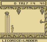 David Crane's The Rescue of Princess Blobette Starring A Boy and his Blob (Game Boy) screenshot: Licorice = Ladder