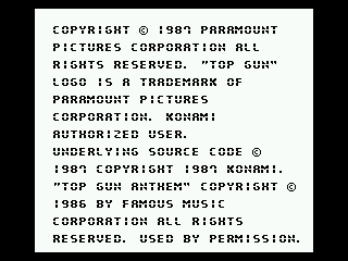 Top Gun (NES) screenshot: Copyright info.