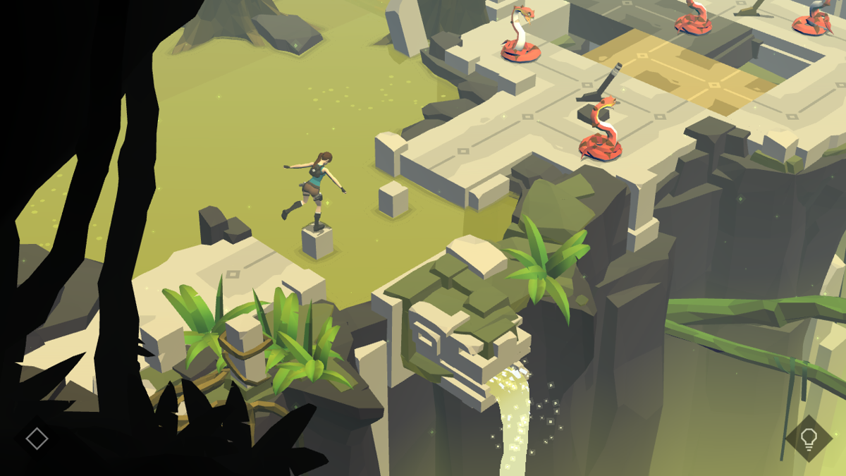 Lara Croft GO (Android) screenshot: Jumping across the stream
