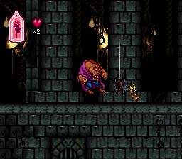 Disney's Beauty and the Beast (SNES) screenshot: Watch for those giant spiders