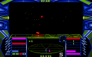 Elite (Atari ST) screenshot: A ship is firing on me