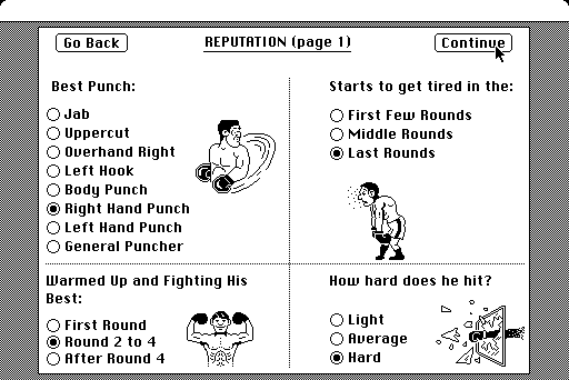 Sierra Championship Boxing (Macintosh) screenshot: Some options available for customization