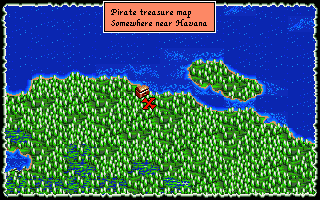 Pirates! Gold (Amiga CD32) screenshot: A pirate's treasure map