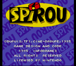 Spirou (SNES) screenshot: Copyright notice