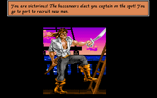 Pirates! Gold (Amiga CD32) screenshot: I won the duel, and my career beings!