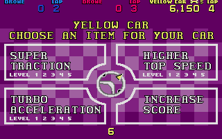 Super Sprint (Atari ST) screenshot: Getting a bonus for the car.