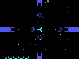 Astromania (TI-99/4A) screenshot: Asteroids getting close...