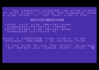 Chronicles of Osgorth: The Shattered Alliance (Atari 8-bit) screenshot: Some game options