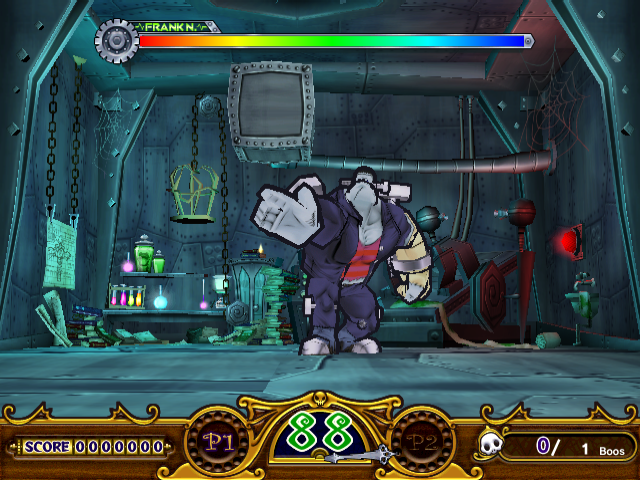 Manic Panic Ghosts (Arcade) screenshot: Boss fight against Frank N.