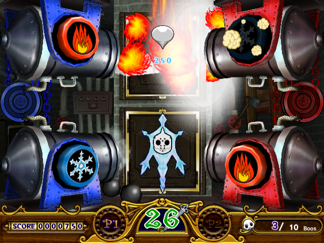 Manic Panic Ghosts (Arcade) screenshot: Use the right cannon to kill the ghosts