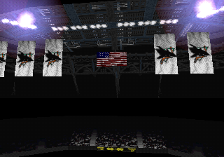 NHL Blades of Steel 2000 (PlayStation) screenshot: Make America Great Again, I guess. Meh.