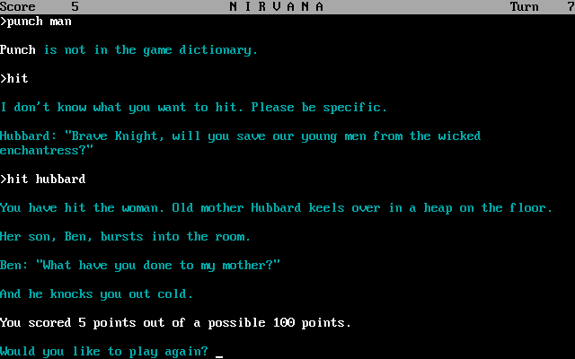 Nirvana (DOS) screenshot: Being a bully just means you won't last very long.